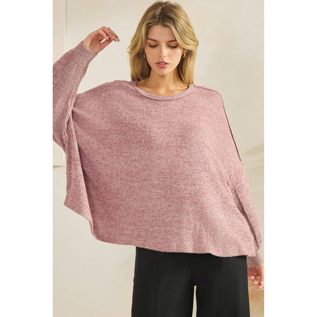 Long Sleeve Two Tone Solid Top