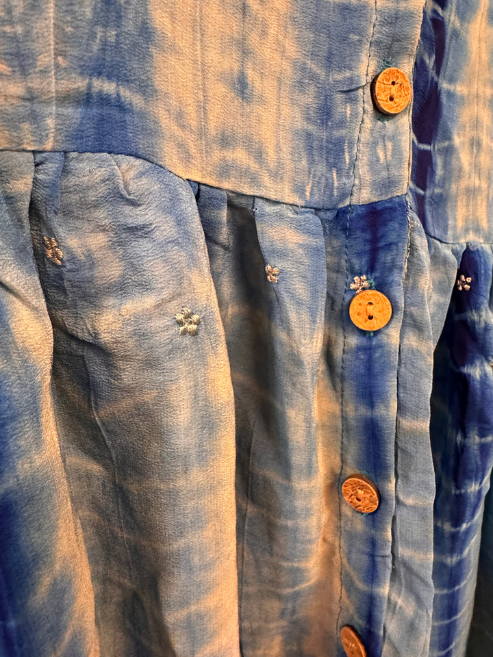 Reflections - Crepe Sari Daydream Button Down Mini Dress OOAK
