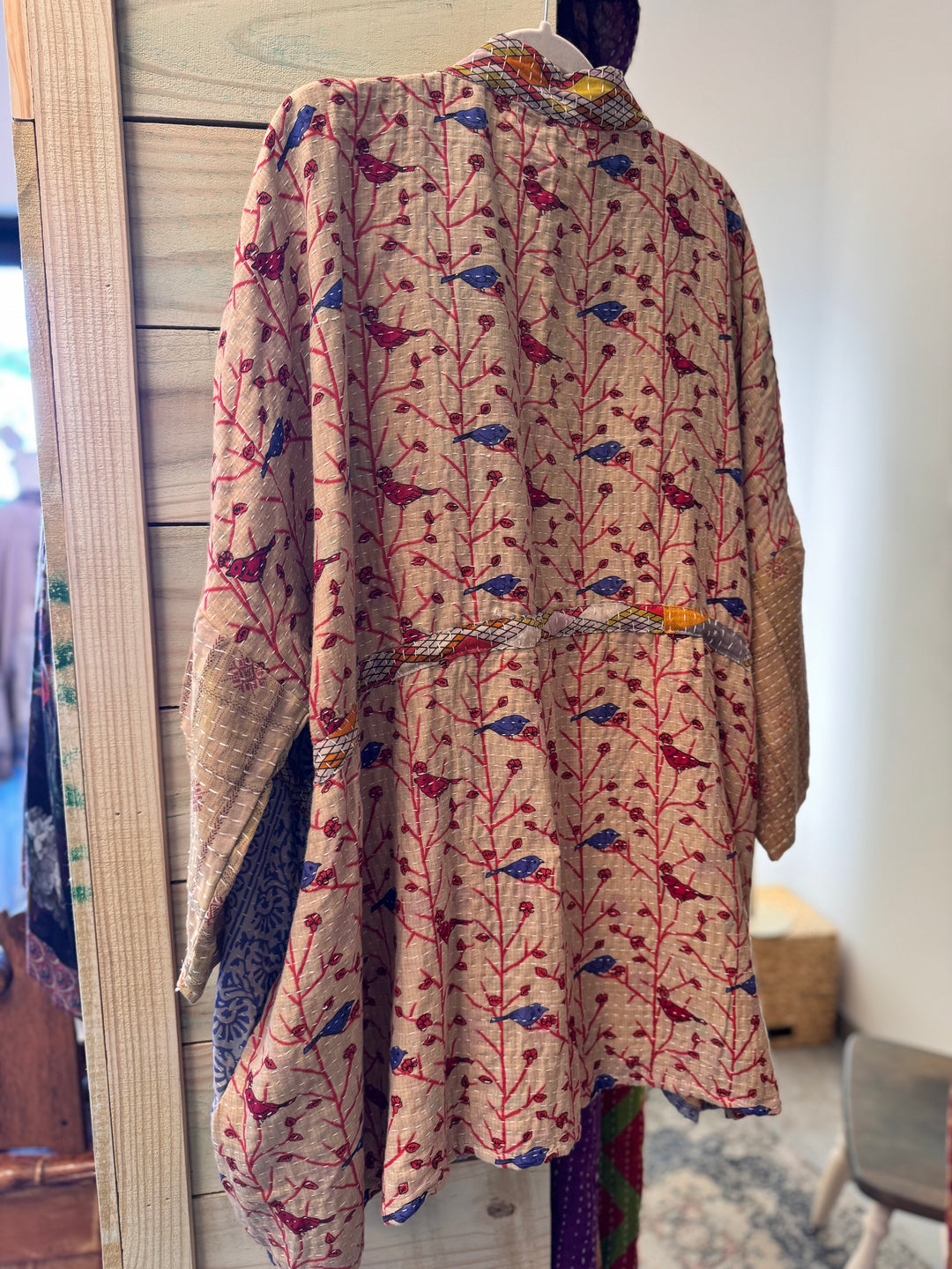 All the Birds - Kantha Shortie Kimono OOAK