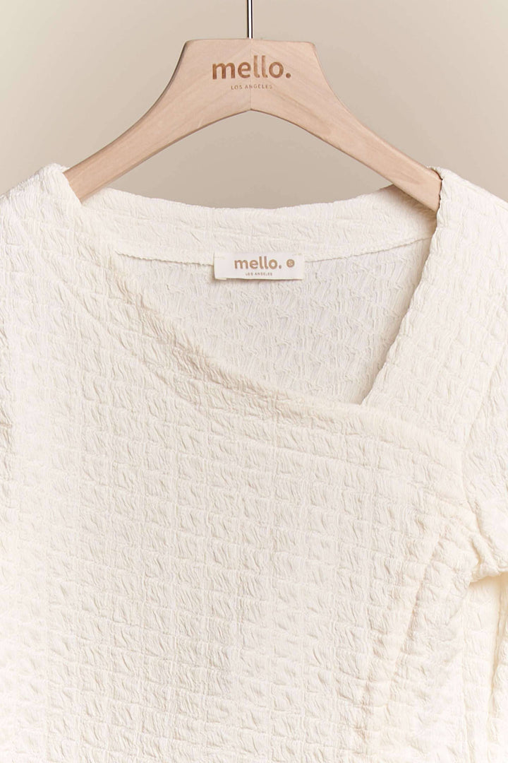 Long Sleeve Quilted Top with Ruched Drawstring
