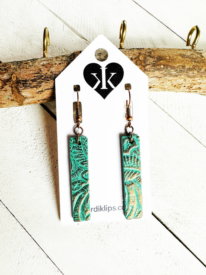 Leather Embossed Earrings Bars
