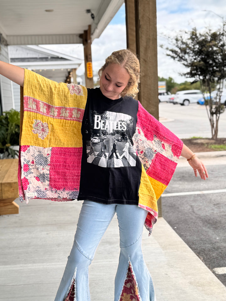 The Beatles - Kantha Patchwork Poncho Top OOAK
