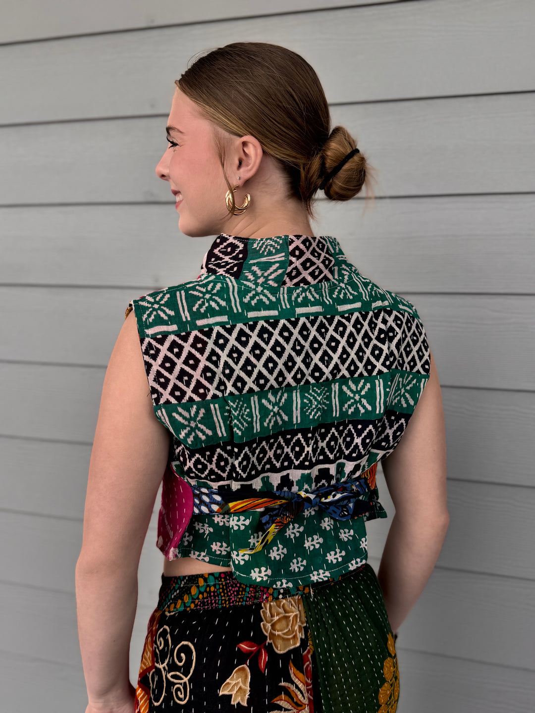 Kantha Crop Vest - OOAK
