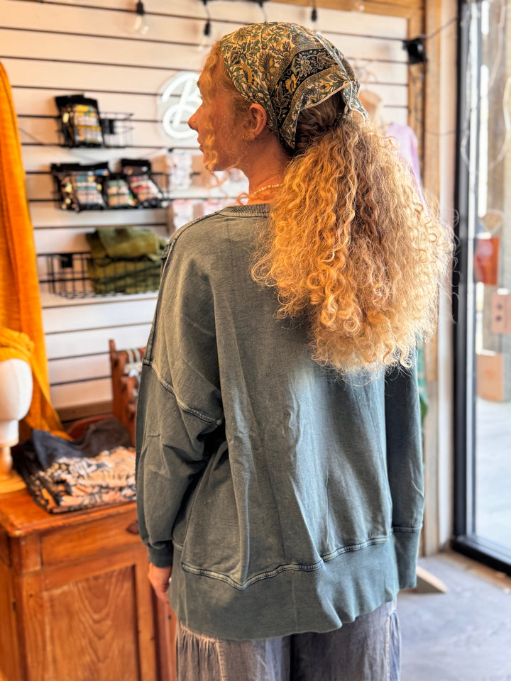 Hi Lo Fleece Long Sleeve Top with side slits