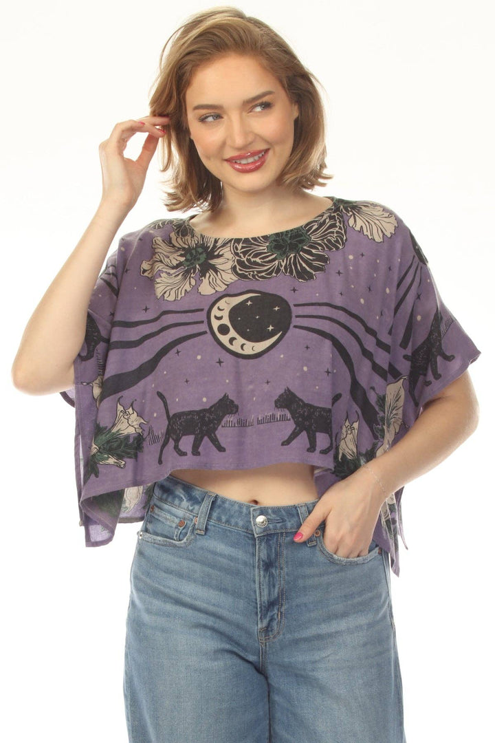 Moonflower Cats Scarf Top