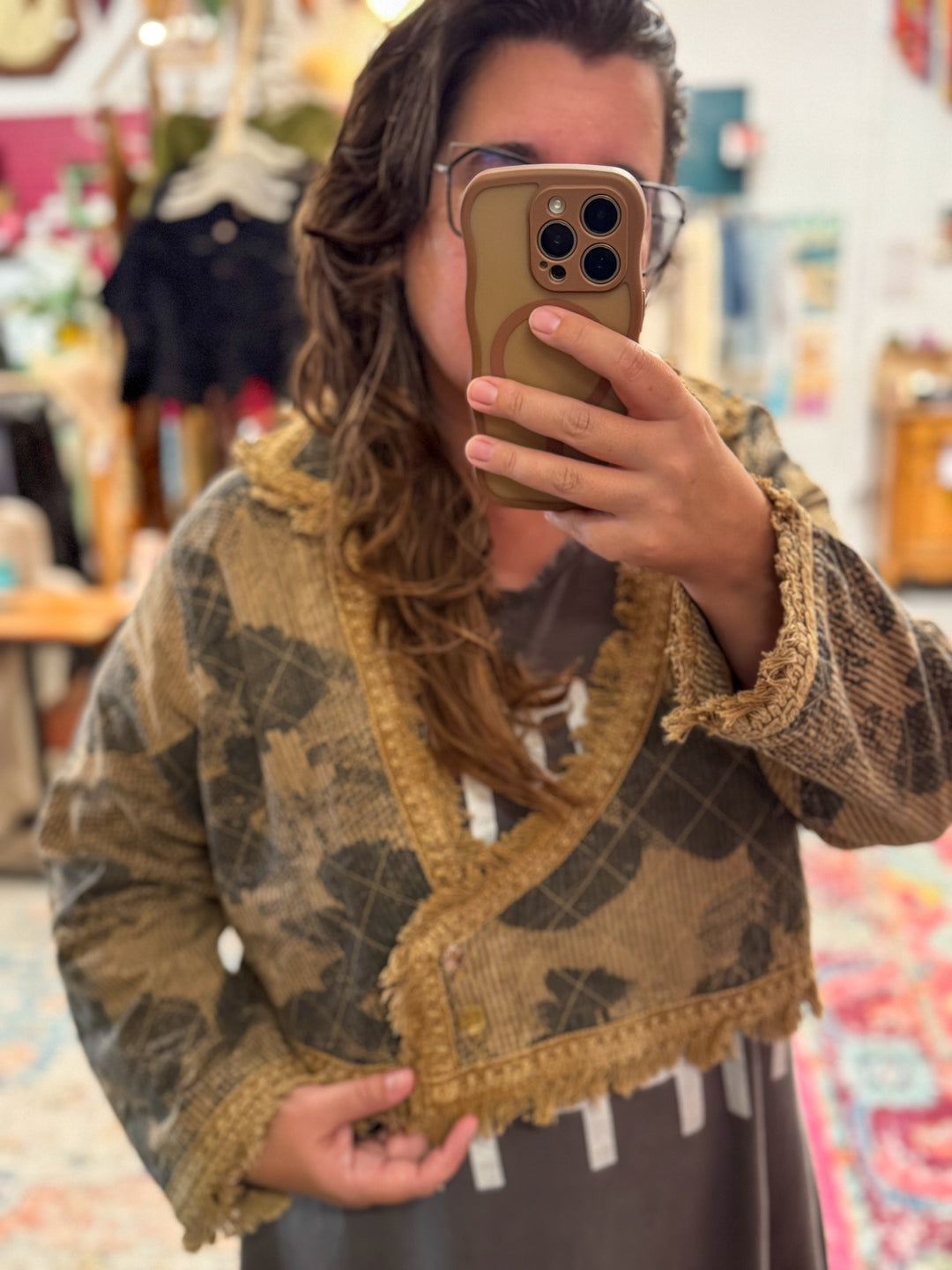Vintage Print Short Jacket