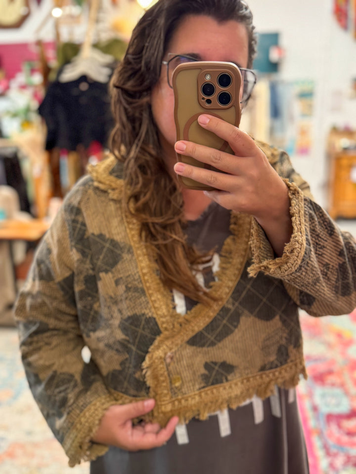 Vintage Print Short Jacket