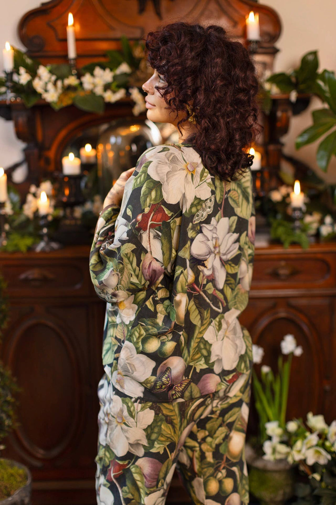 Fleur De Lune Pixie Duster Crop Kimono w/ Florals &amp; Bees