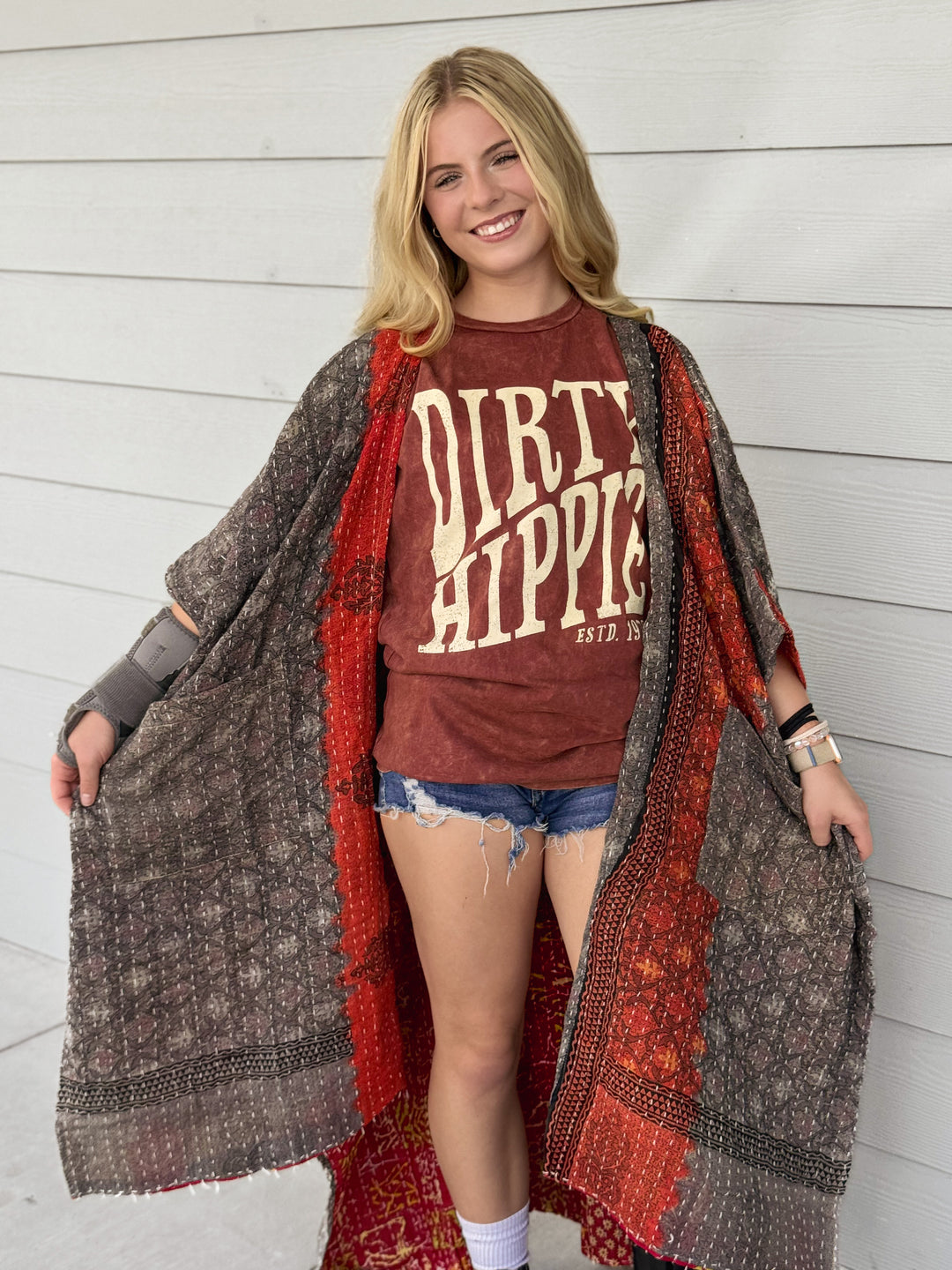 Cool Burn - Kantha Ruana OOAK