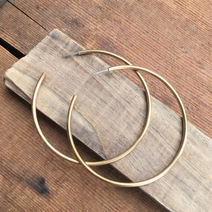 Extra Large Brass Hoop Earrings