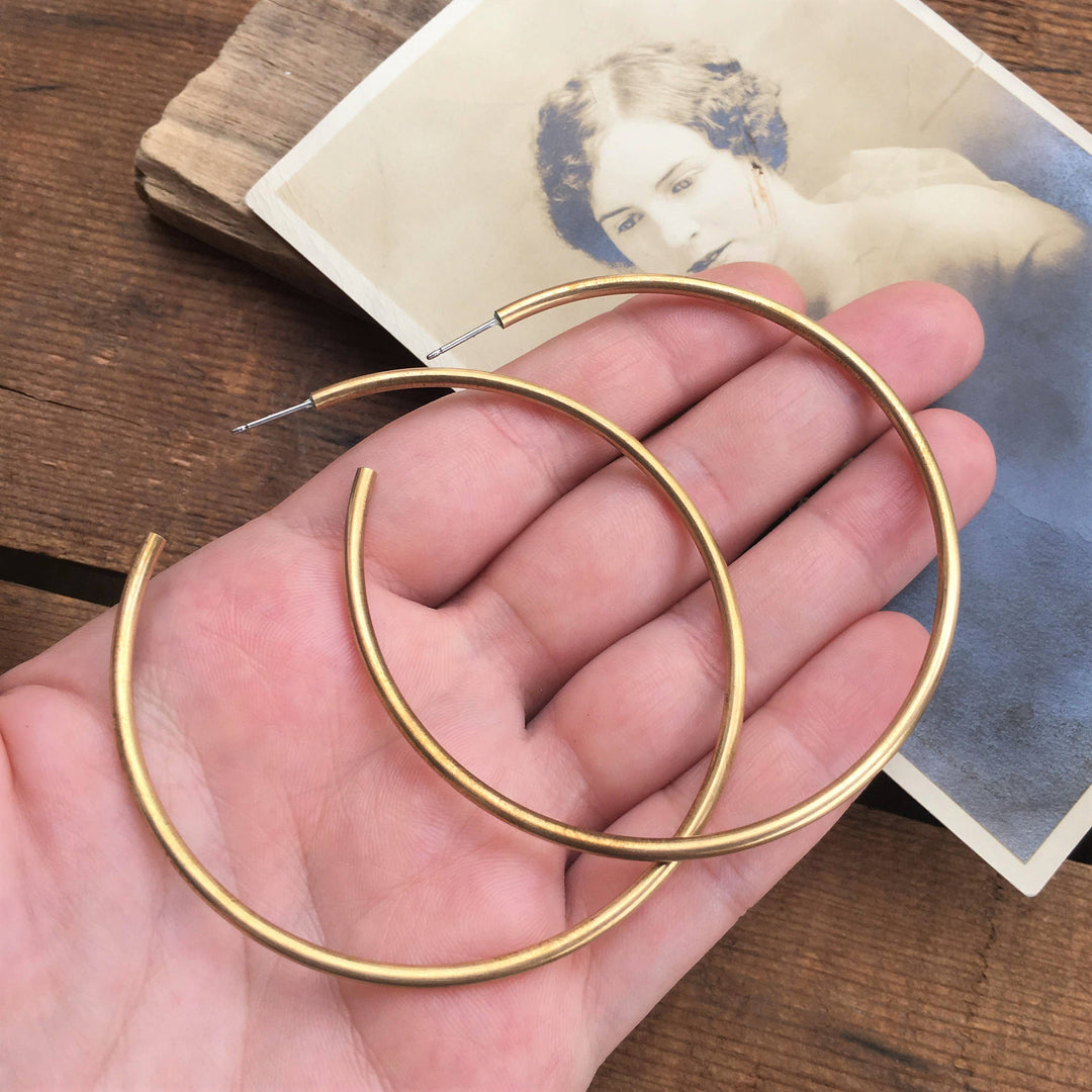 Extra Large Brass Hoop Earrings
