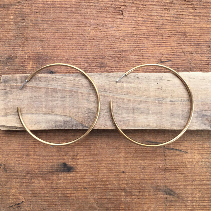 Extra Large Brass Hoop Earrings