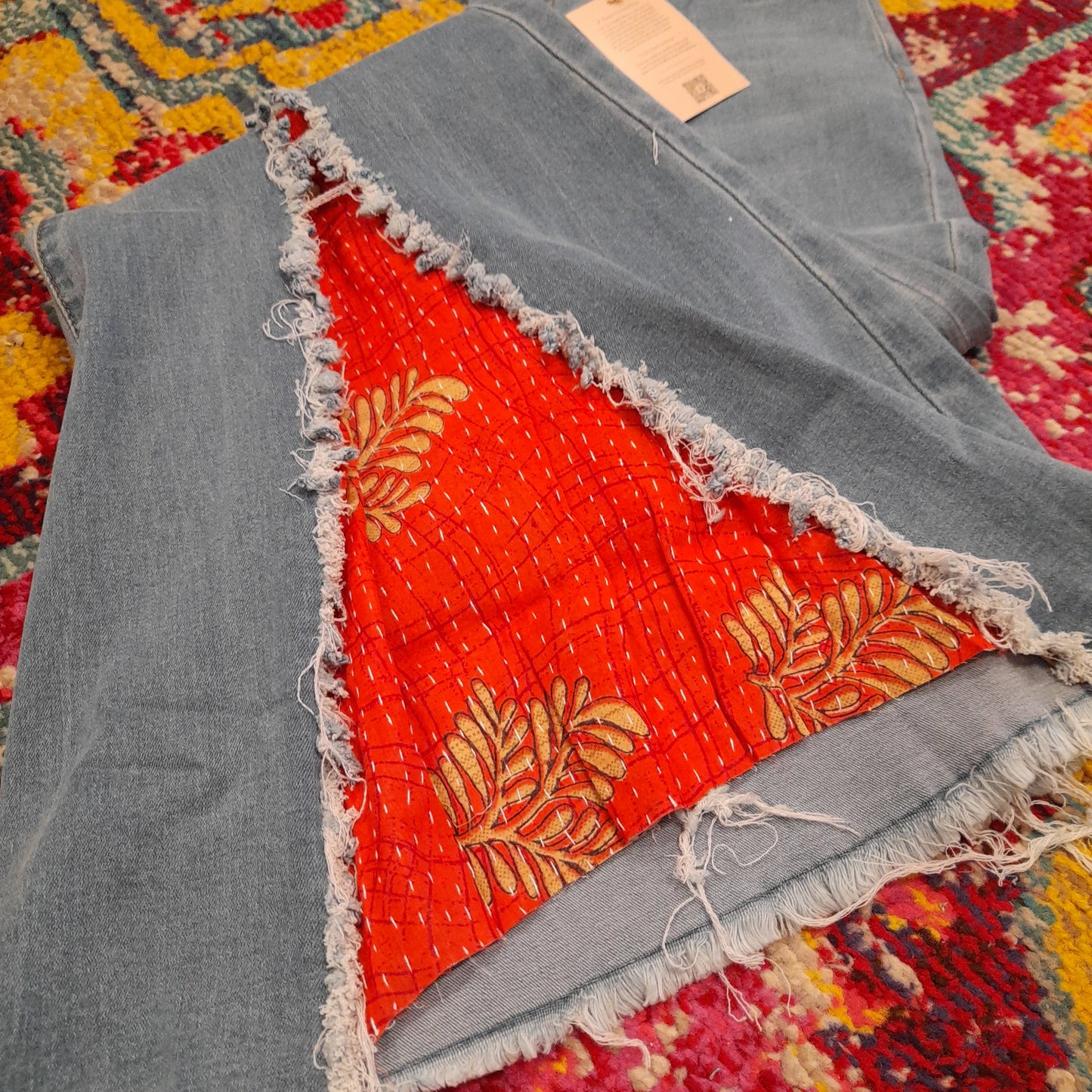 Upcycled Denim Dorito Bell Jeans - Kantha Bae