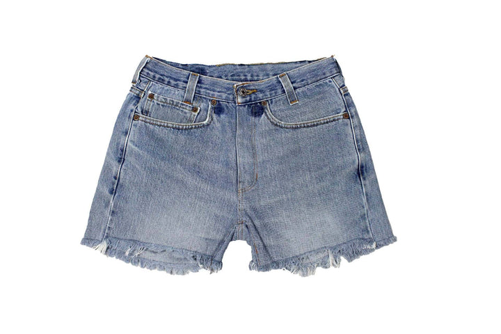 Mid-Rise Upcycled Denim Straight-Cut Shorts - Original