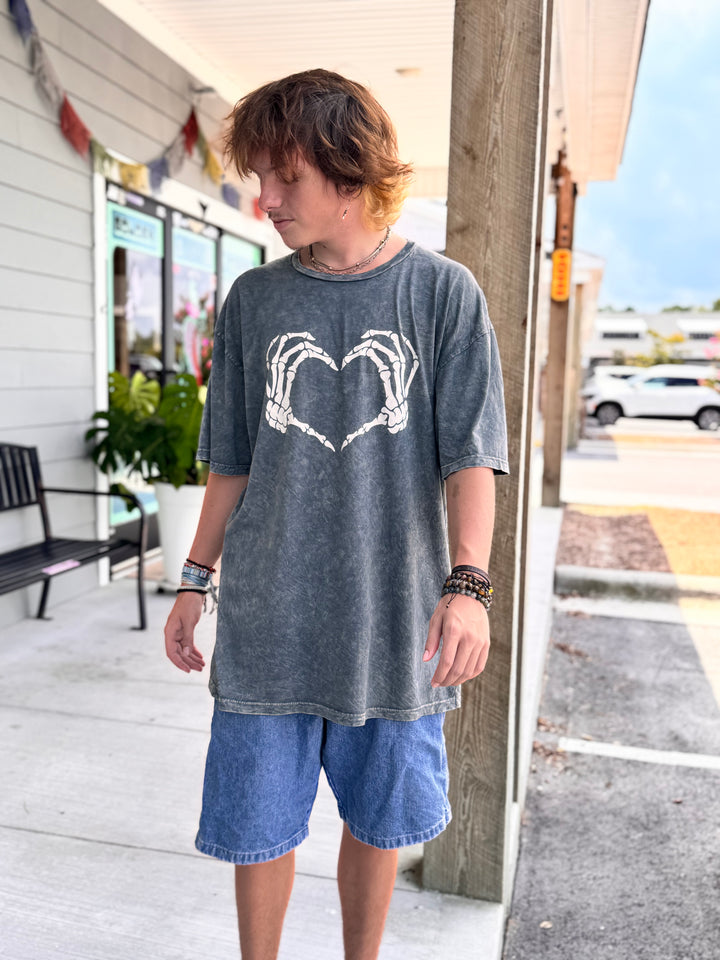 Skeleton Heart Hand Graphic Top