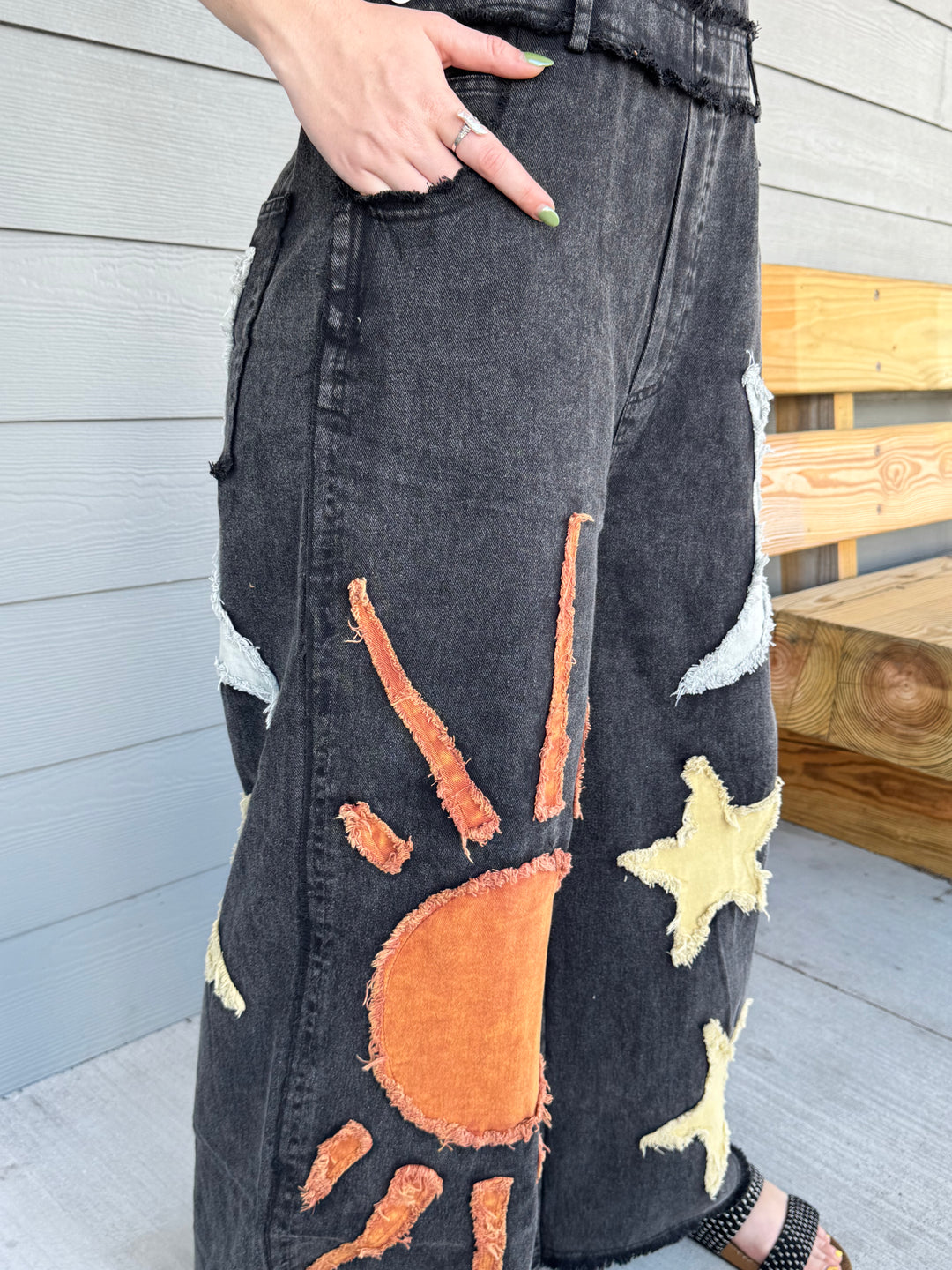 Moon and Star Patchwork Overalls