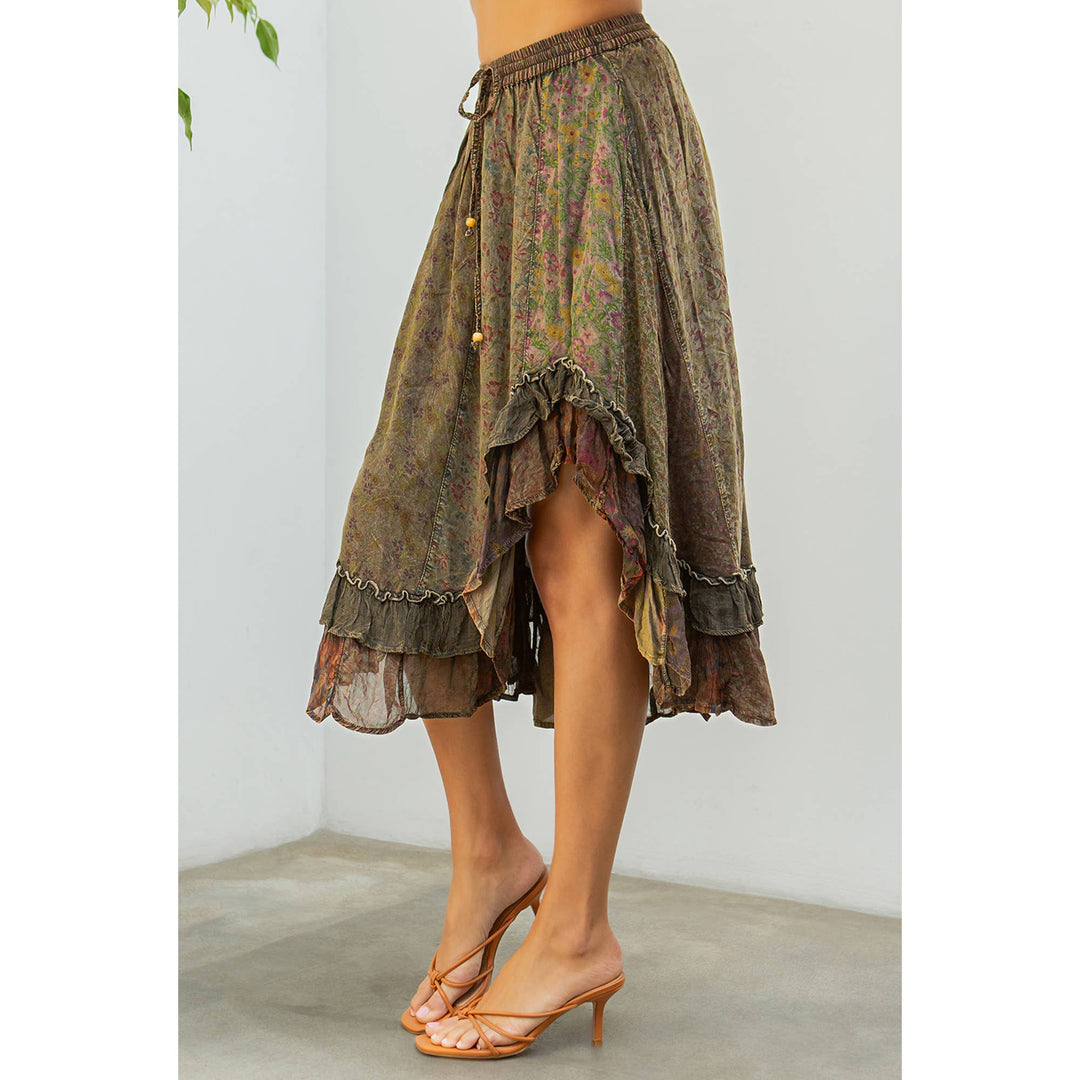 Whimsical Harmony Overdyed Mid-Length Skirt