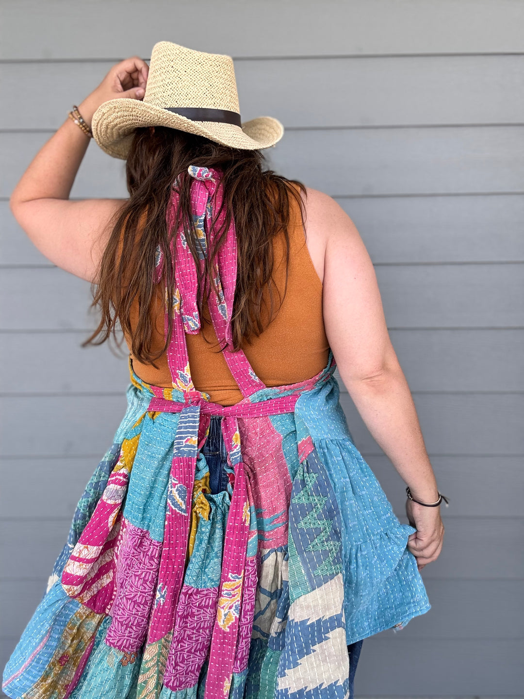 Blue Embroidered - Moxie Mini Dress - Kantha Bae
