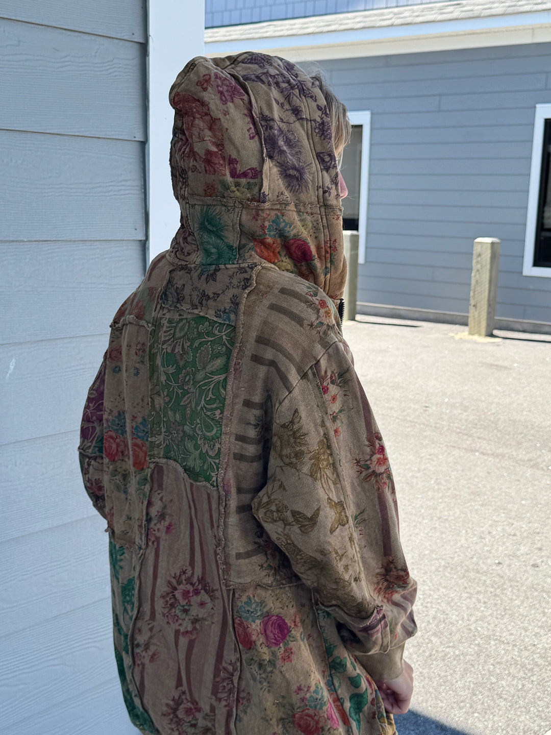 Floral Patchwork Hoodie Jacket - Mustard - Paper Lace