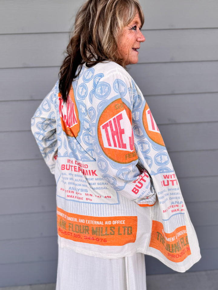Vintage Sack Cotton Long Cardigan with pockets