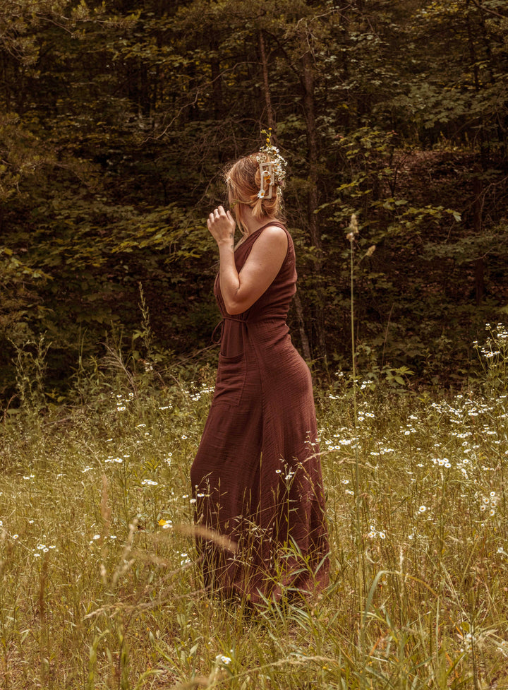 Organic Bamboo Cottage Core Button Down Dress