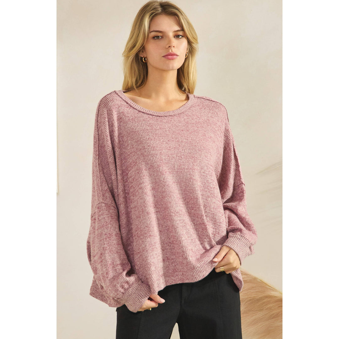 Long Sleeve Two Tone Solid Top