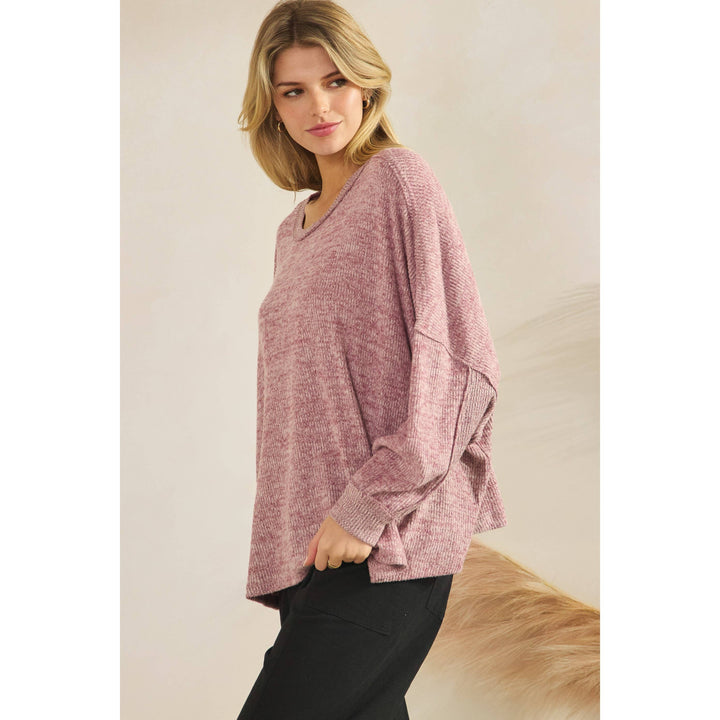 Long Sleeve Two Tone Solid Top