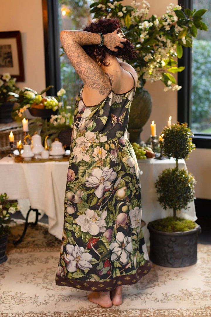 Fleur De Lune Bohéme Long Maxi Slip Dress w/ Florals & Bees