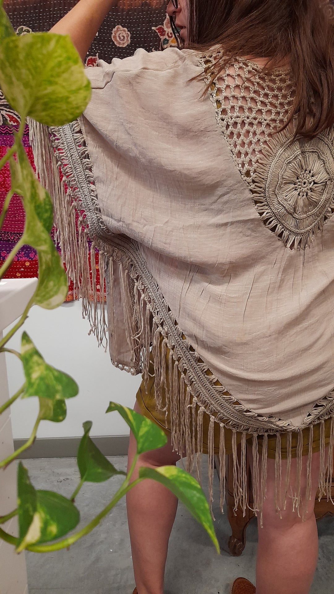 Crochet Medallion Tassel Kimono