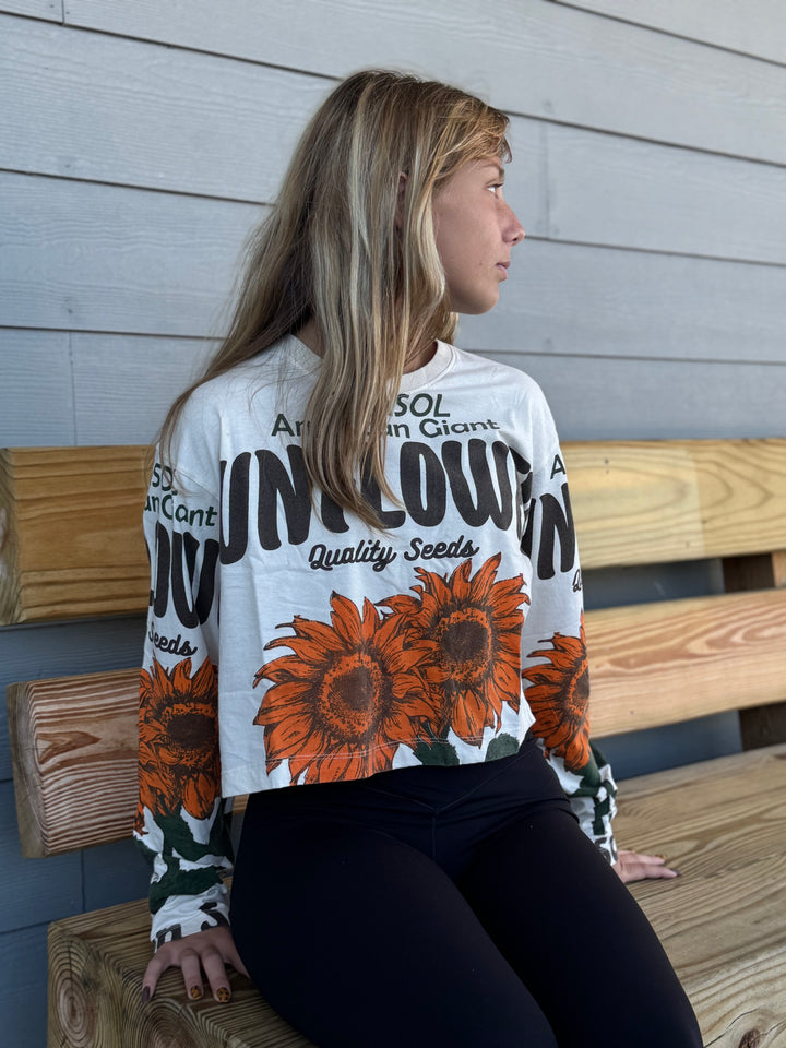 Sunflower Long Sleeve Crop Top