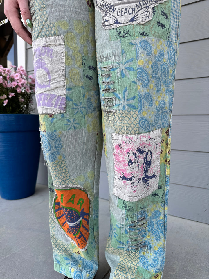 Seaside Motif Print and Patch Pants - Paper Lace