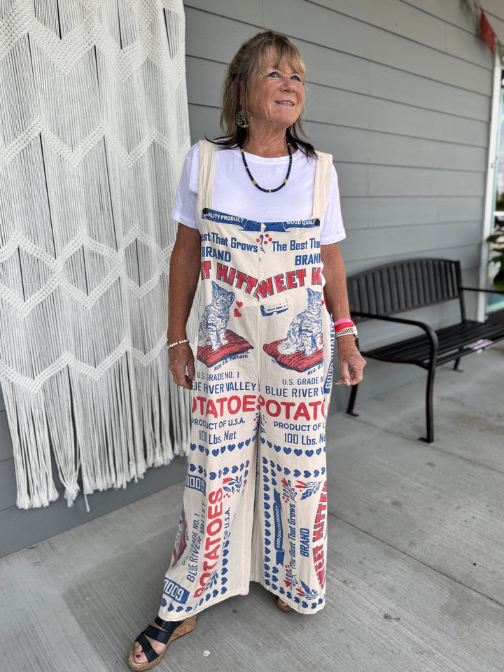 Vintage Sack Cotton Wide Leg Jumpsuit
