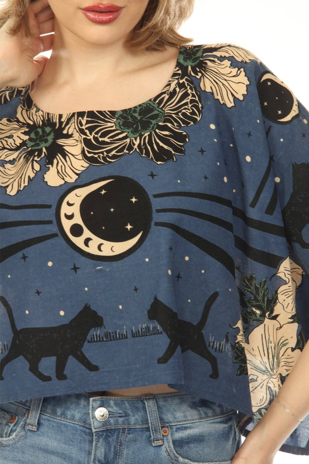 Moonflower Cats Scarf Top