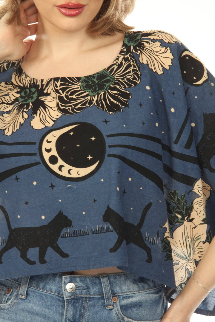 Moonflower Cats Scarf Top