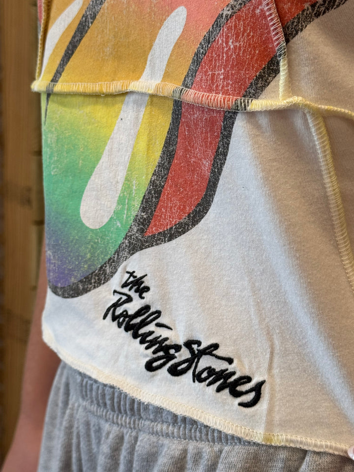 Rainbow The Rolling Stones - Overlock Cropped Music Muscle Tee