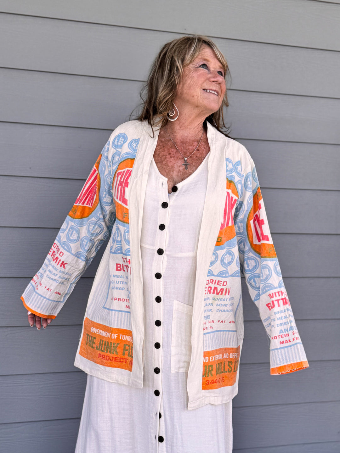 Vintage Sack Cotton Long Cardigan with pockets
