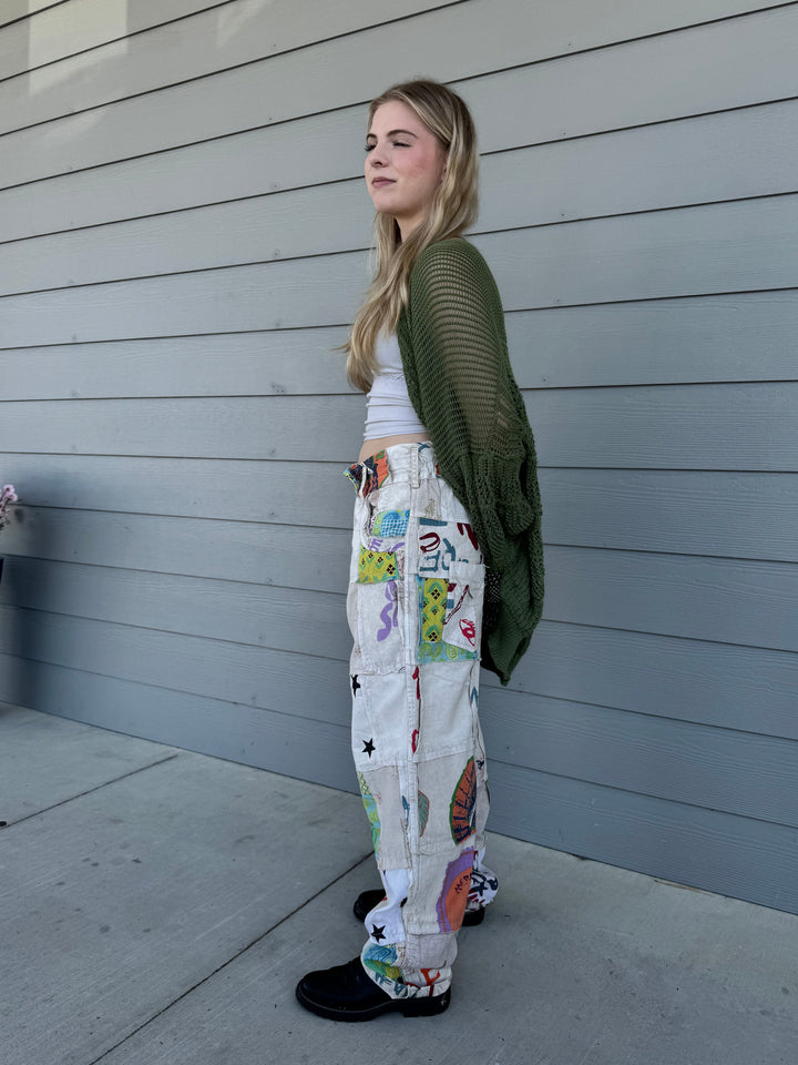 White Seaside with Stars Patch Pants - Paper Lace
