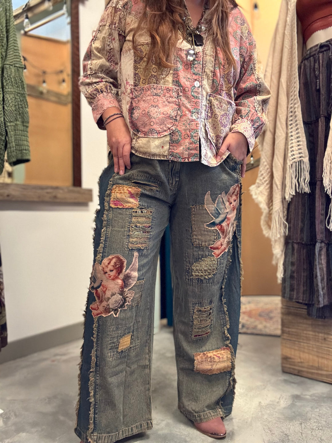 Angel Jeans with Cherub Appliqué