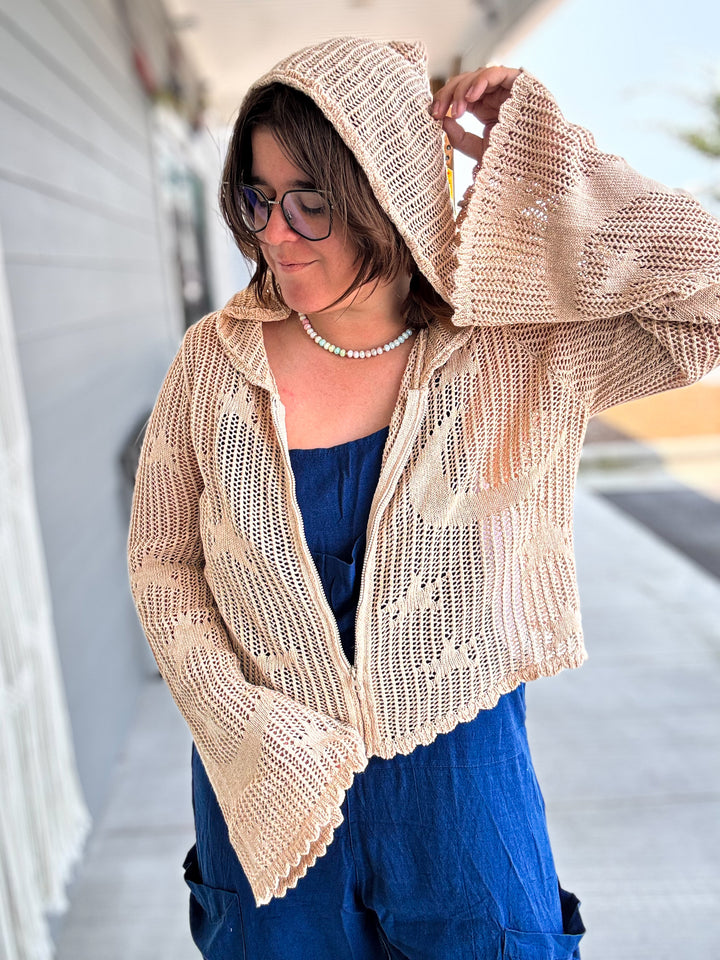 Celestial Lacy Cropped Zip Hoodie