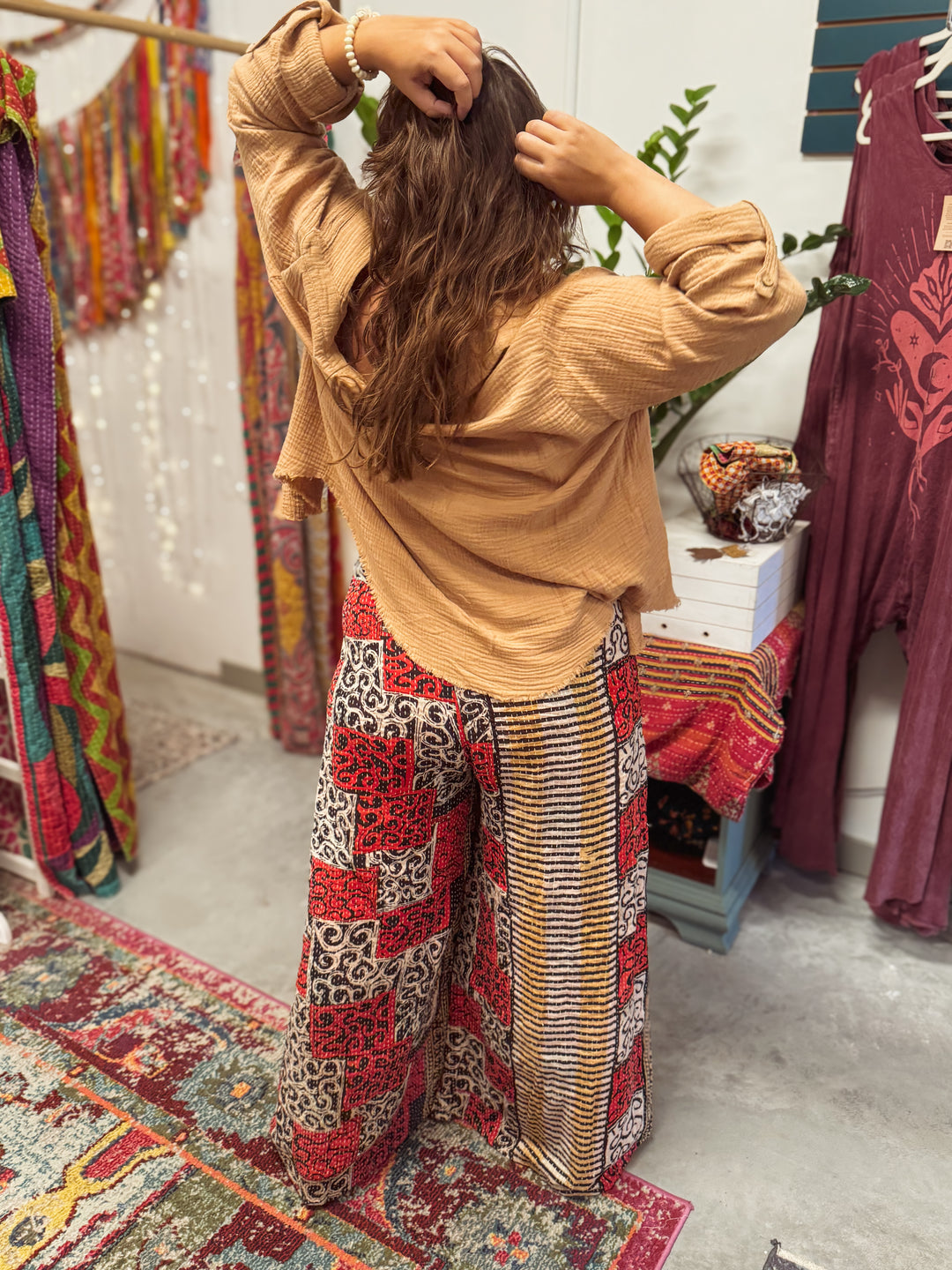 Life and Spirit - Kantha Palazzo Pants OOAK