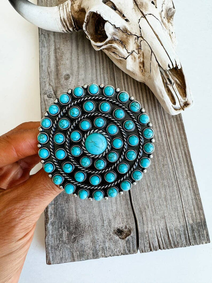 Western Large Circle with Stone Cuff Ring