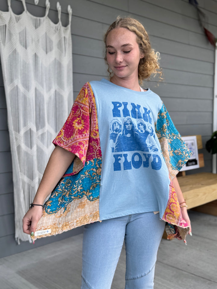 Pink Floyd - Kantha Patchwork Poncho Top OOAK