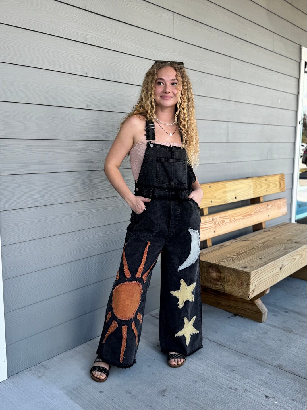 Moon and Star Patchwork Overalls