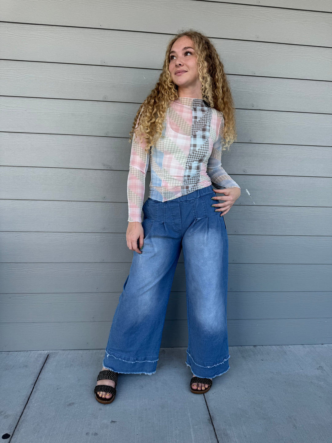 Checker Mix Mesh Top