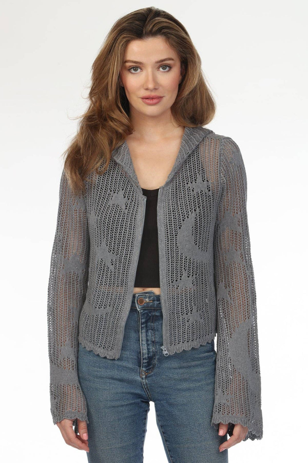 Celestial Lacy Cropped Zip Hoodie