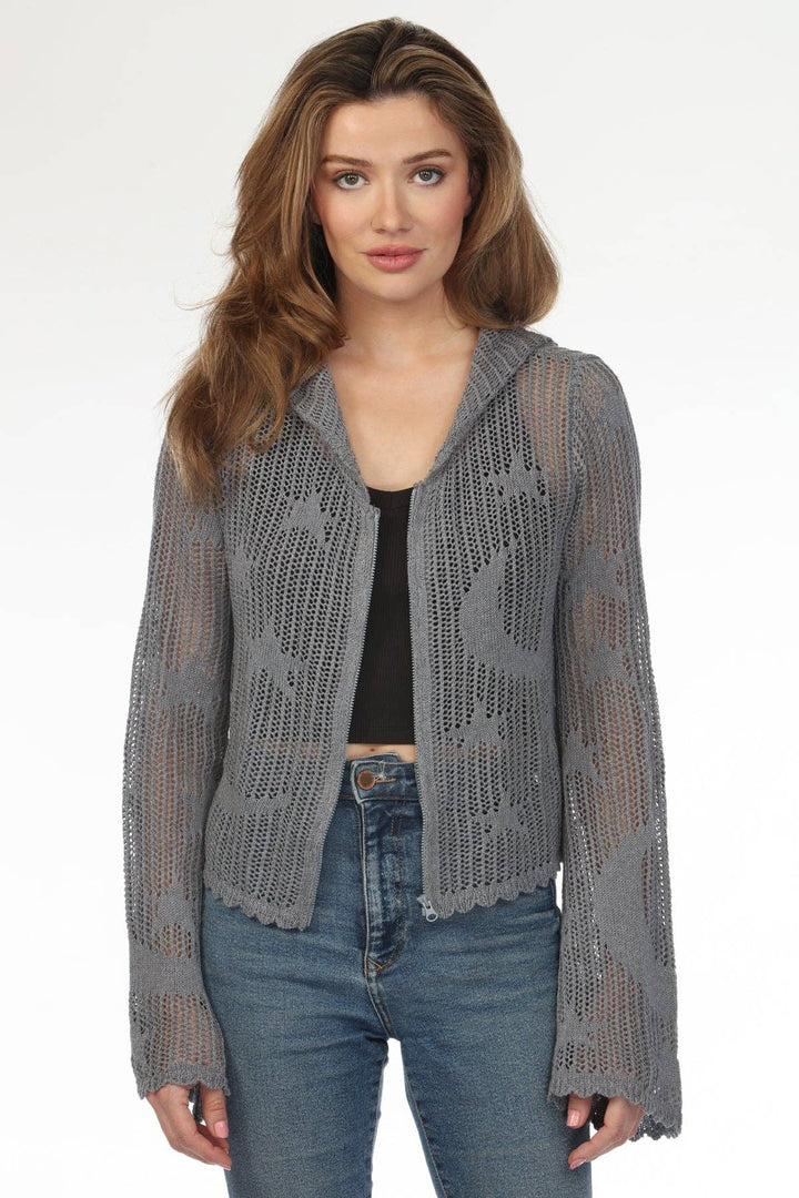 Celestial Lacy Cropped Zip Hoodie