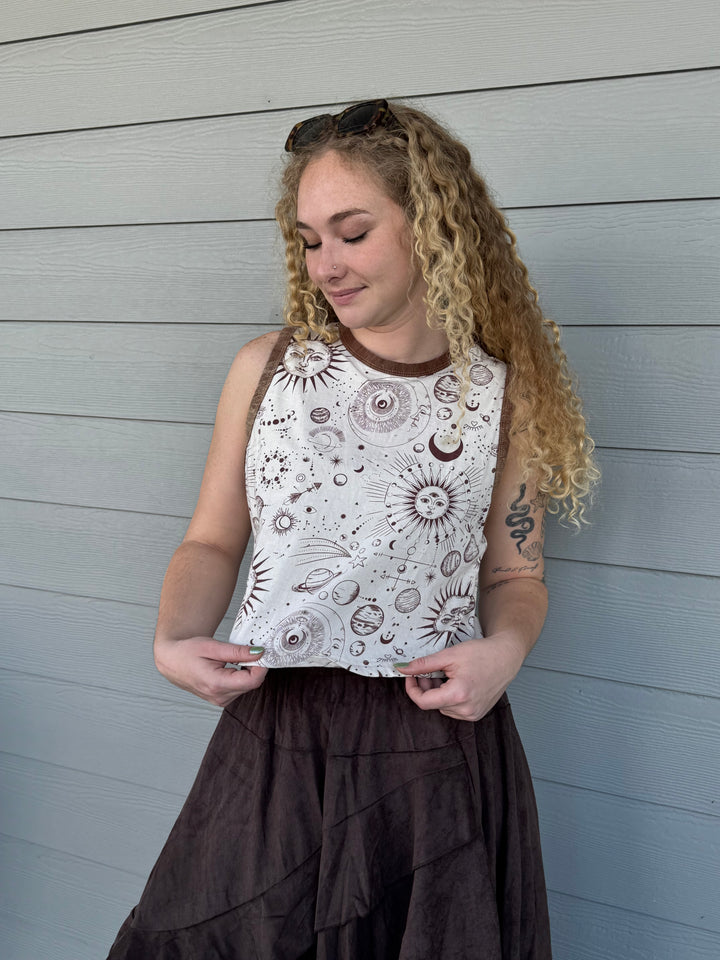 Sleeveless Cosmic Crop Top