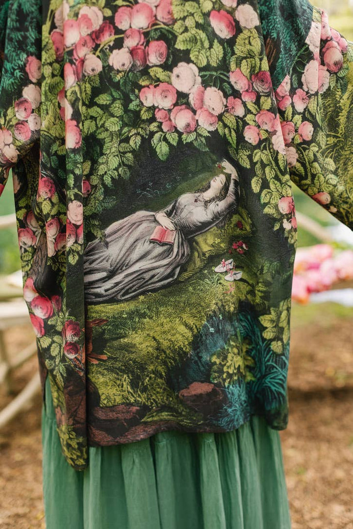 The Daydreamer Matinée Duster Kimono w/ Roses &amp; Rabbits