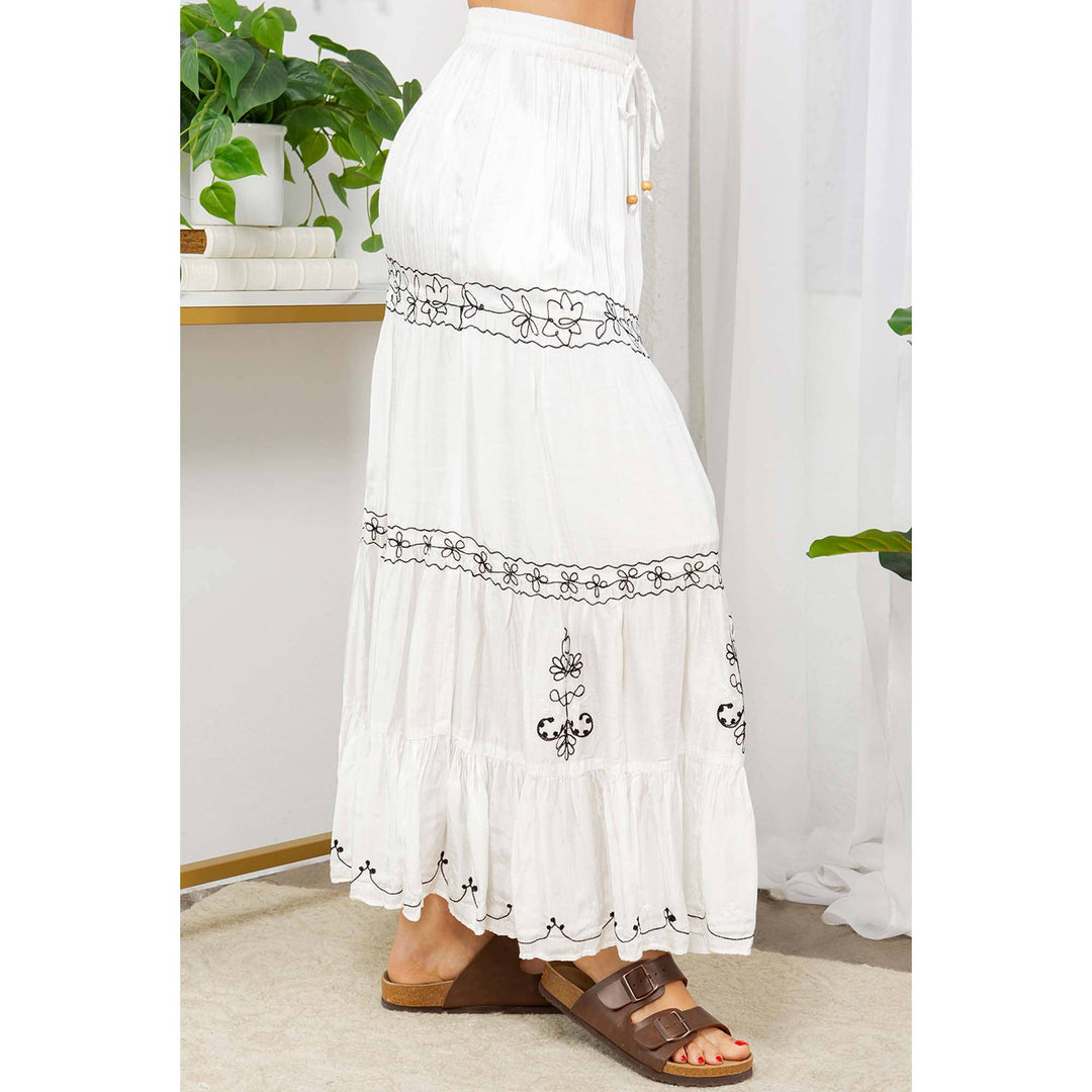 Aari Embroidered Western Women's Silk Maxi Skirt