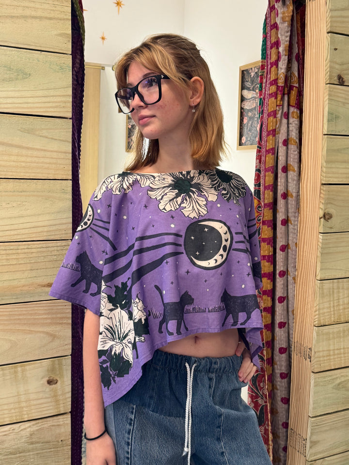 Moonflower Cats Scarf Top
